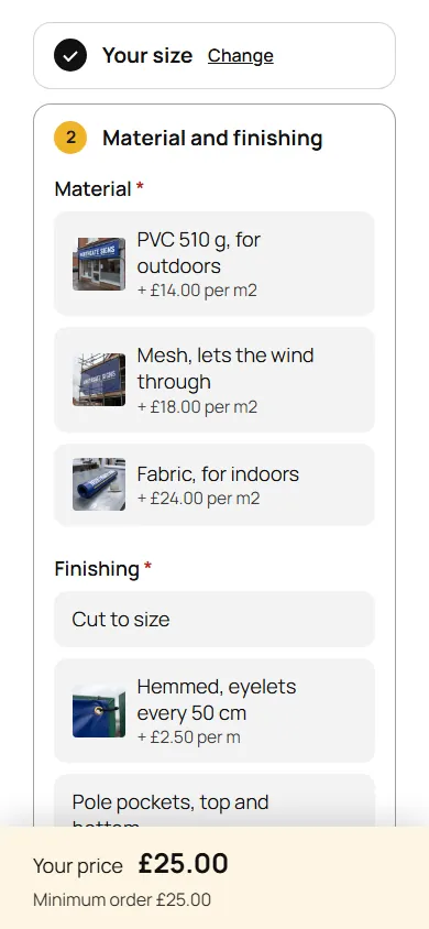 The same page on a phone