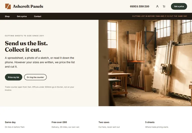 Ashcroft Panels, a finished panel merchant shop