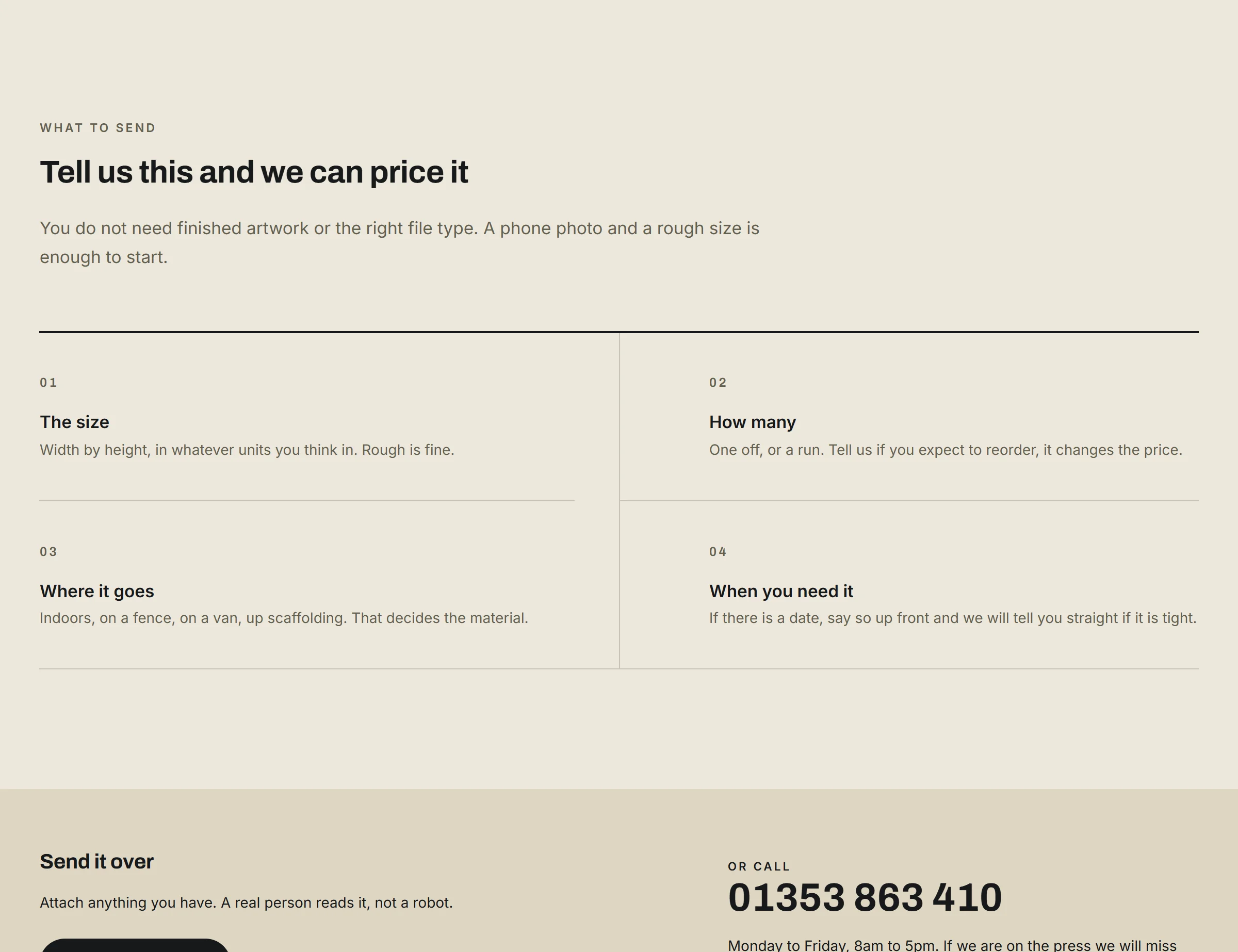 A StoreWise section asking what to send: written up the way the shop writes a job down