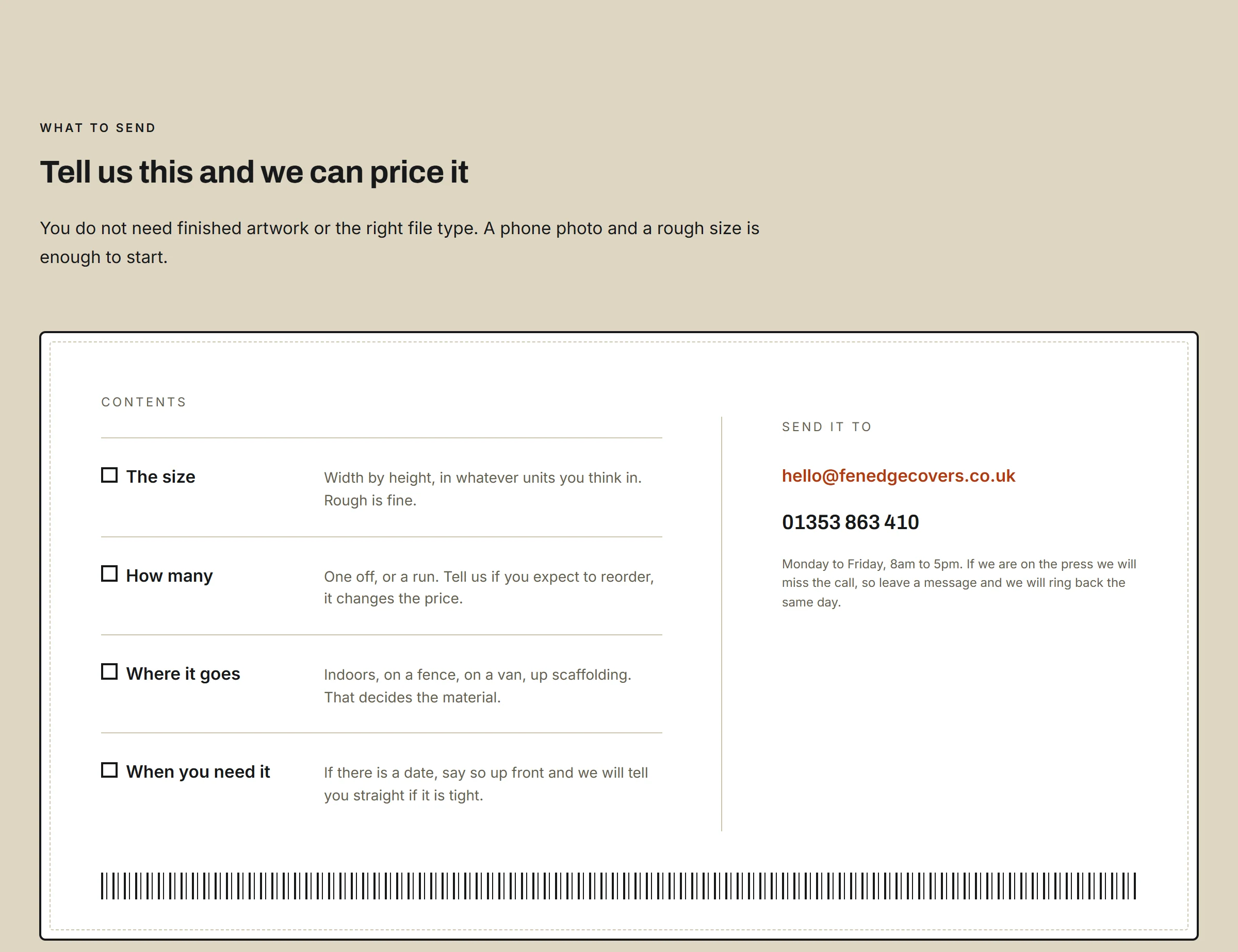 A StoreWise section asking what to send: each one on its own tag