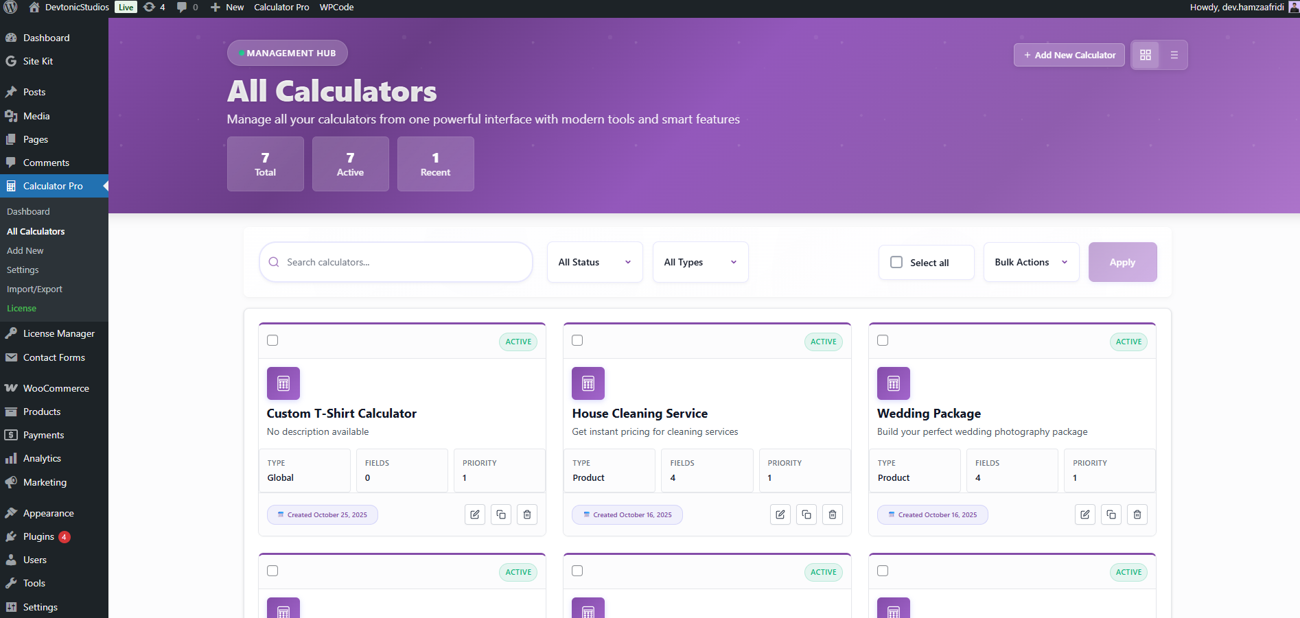 Managing Calculators