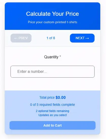 Price breakdown and PDF quote