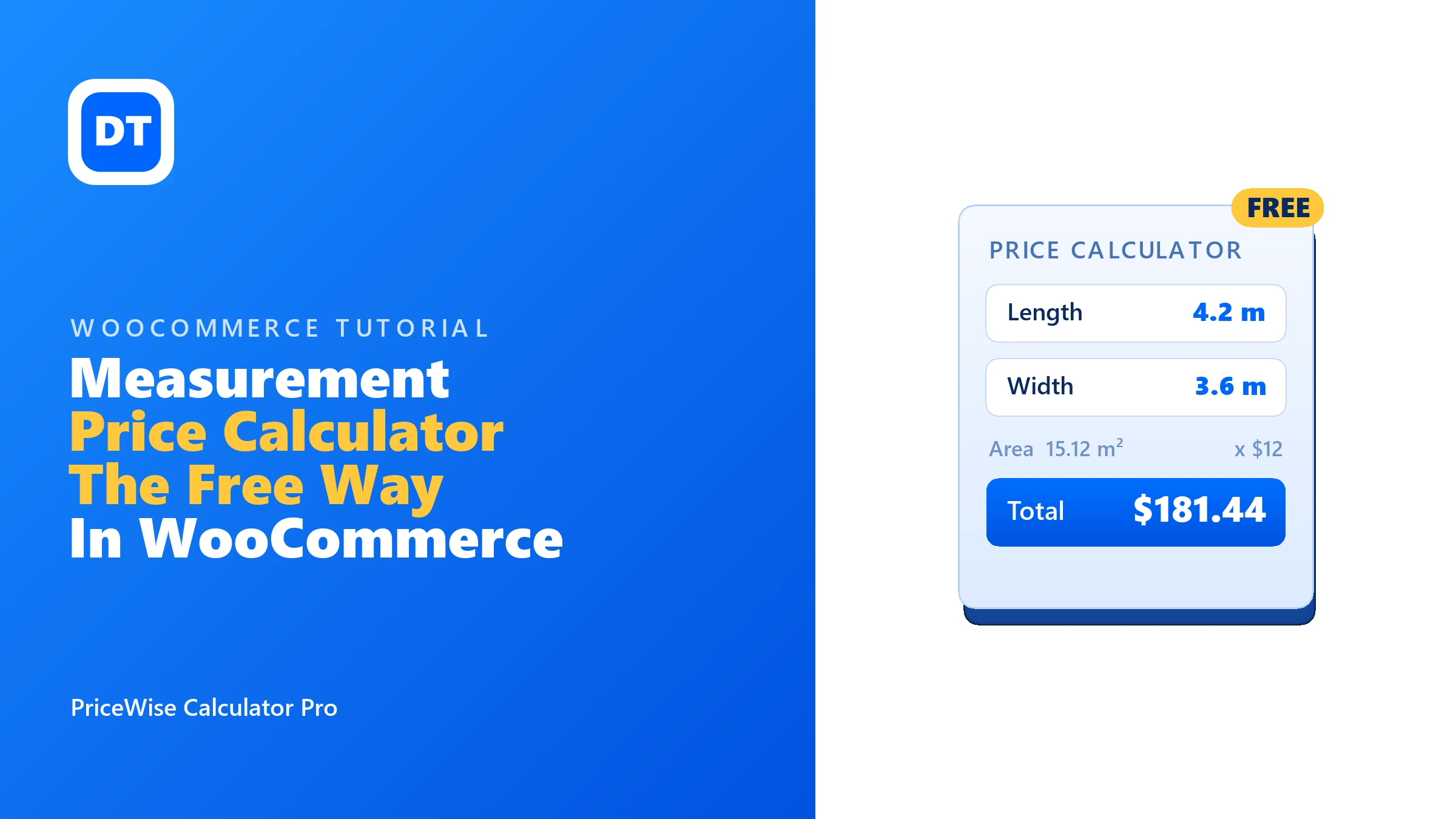 WooCommerce measurement price calculator, the free way, with a live price example