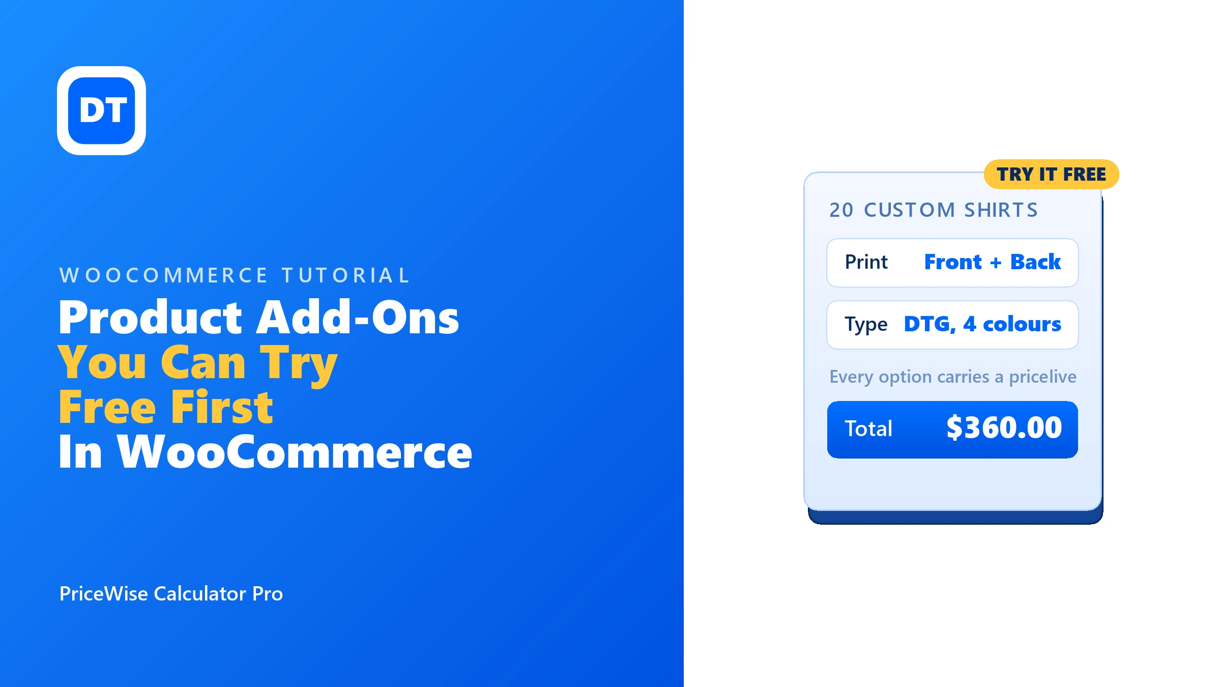 A WooCommerce product add-ons alternative you can try free first