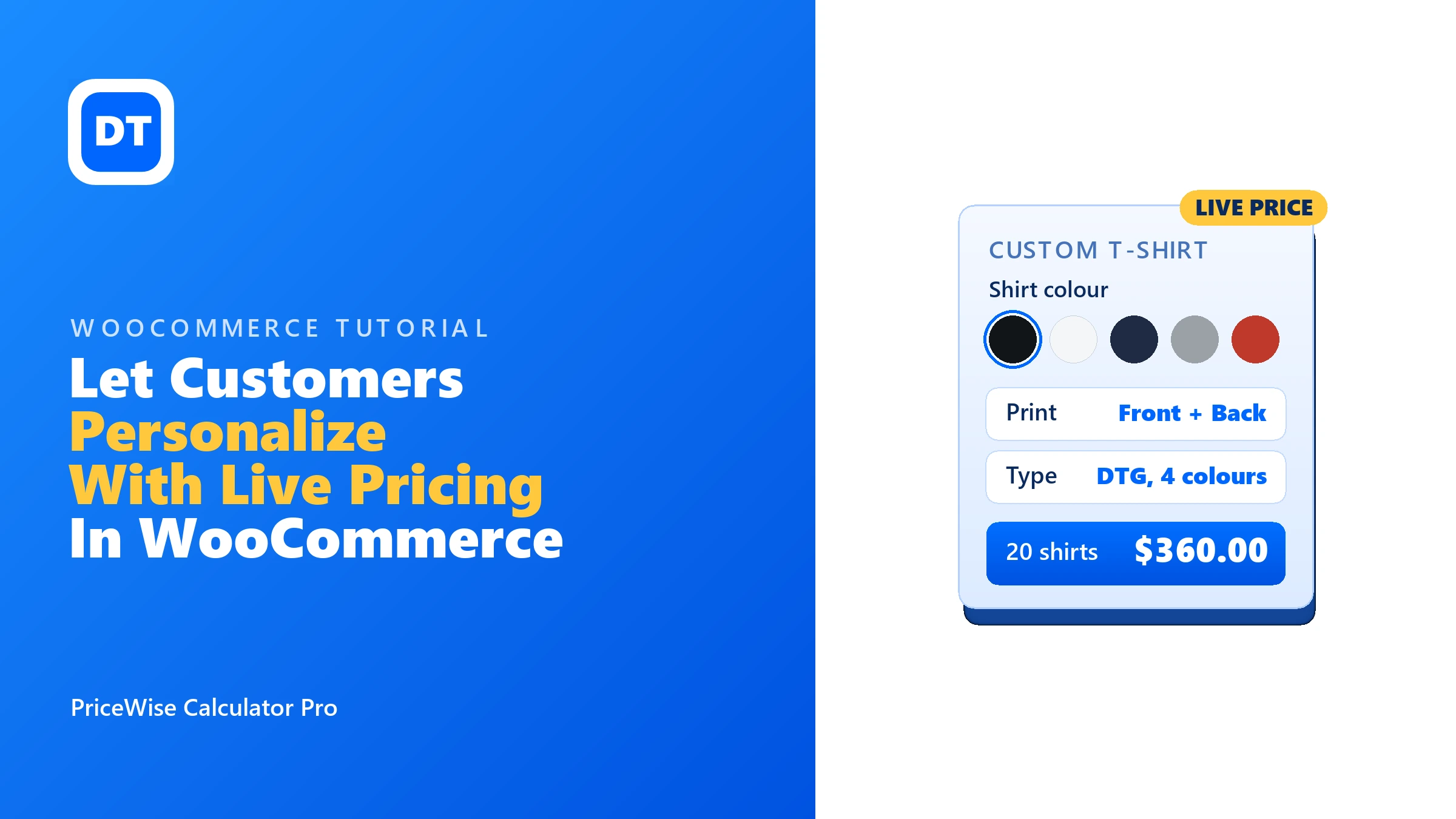 Let customers personalize products in WooCommerce with live pricing