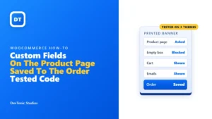 Custom fields on a WooCommerce product page, asked on the page, blocked when empty, shown in the cart and the emails, and saved on the order